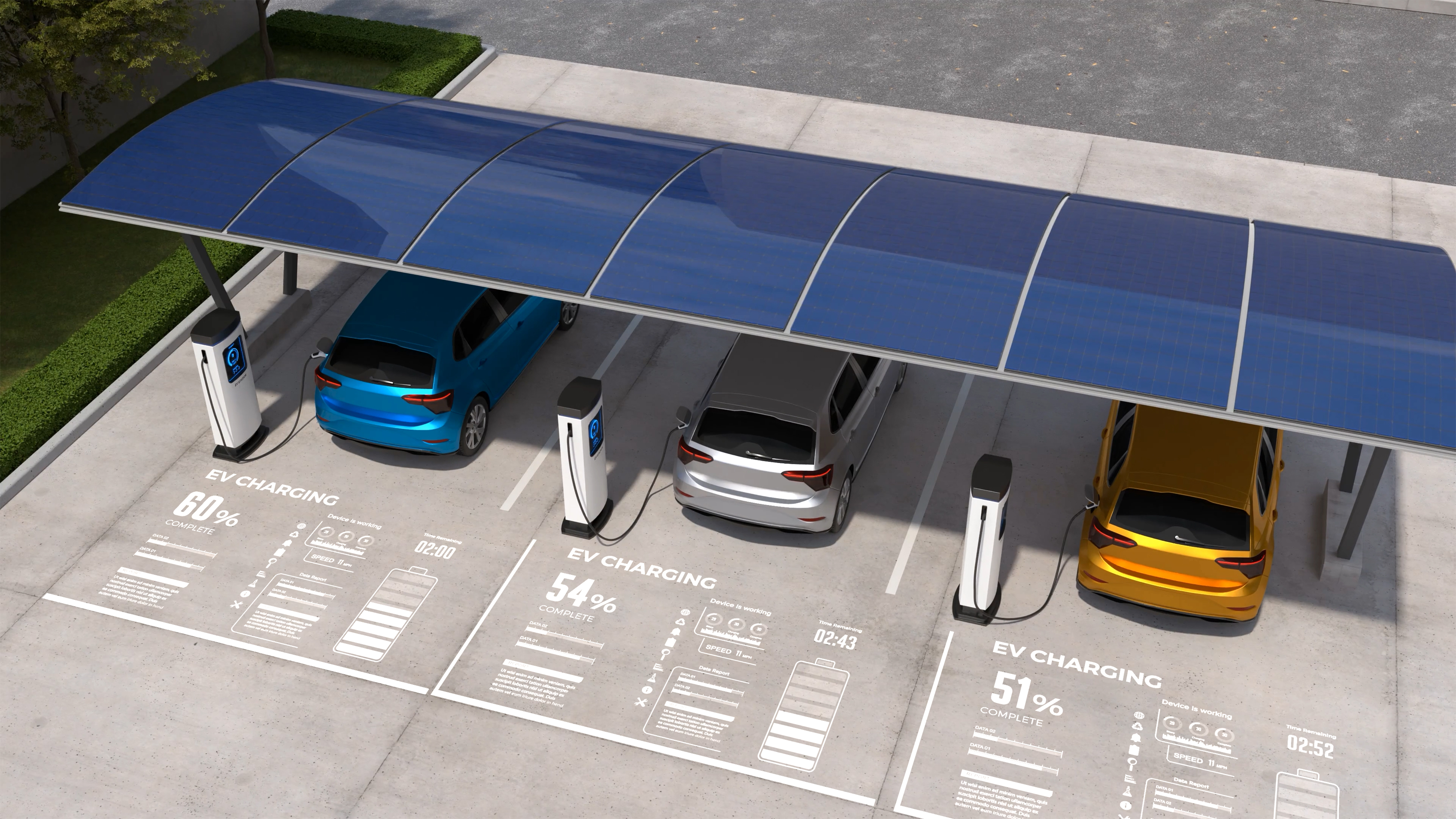 PV-Carport mit Elektroauto